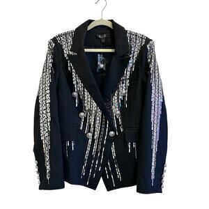 A.Z.I New York Black Beaded Embellished Dressy Jacket Blazer | Size L | NWT
